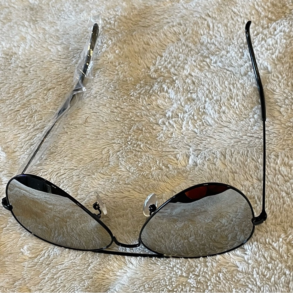 🔥 3 FOR $25 SALE 🔥 Oliver 58mm Aviator Sunglasses AQS Black Metal Mirrored NWOT - Picture 6 of 10